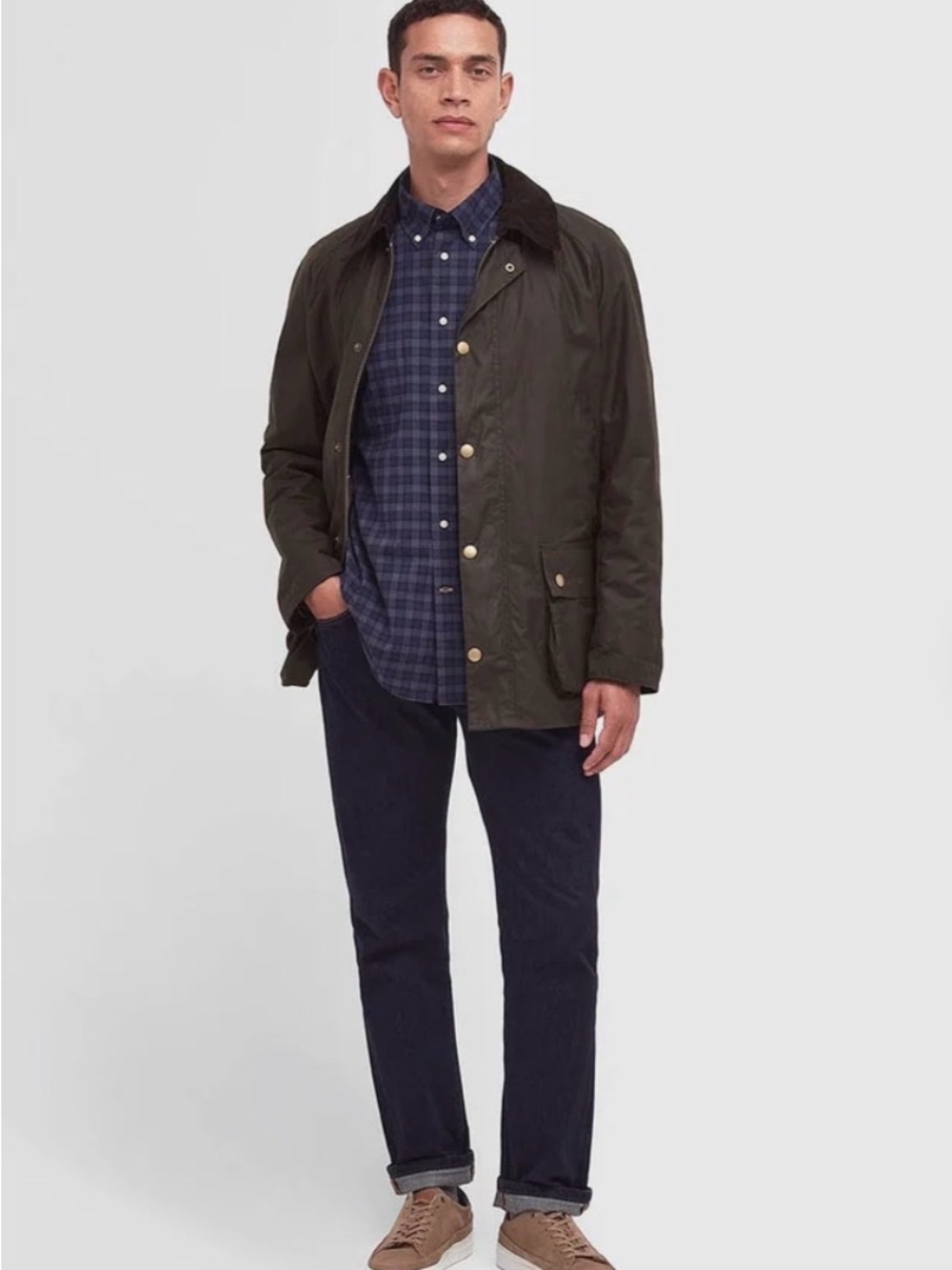 Barbour Ashby Waxed Jacket Olive, Men's L
